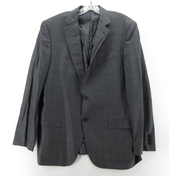 Ermenegildo Zegna Sport Coat 44 Charcoal Blazer Wool Windowpane Jacket* - Picture 1 of 15